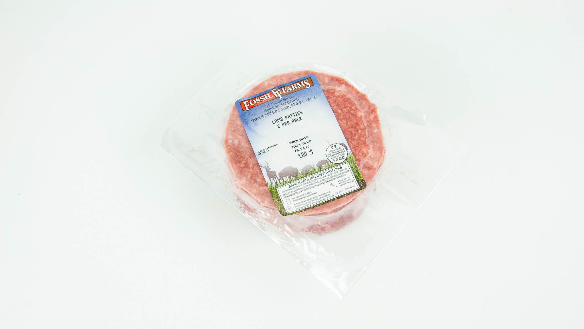 Lamb Burger Packaged Fossil Farms