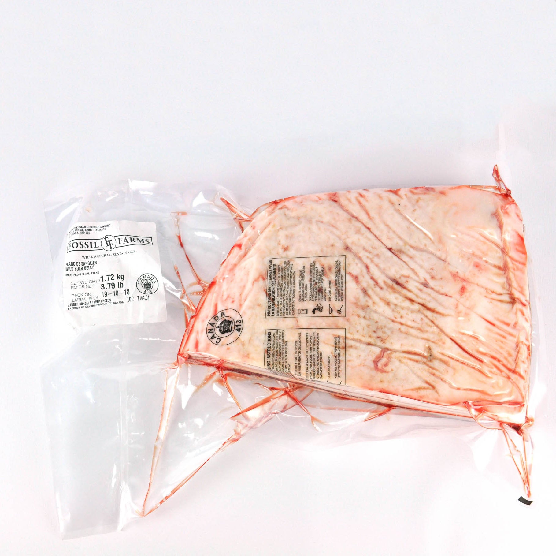 Two packages of meat with labels on a white background