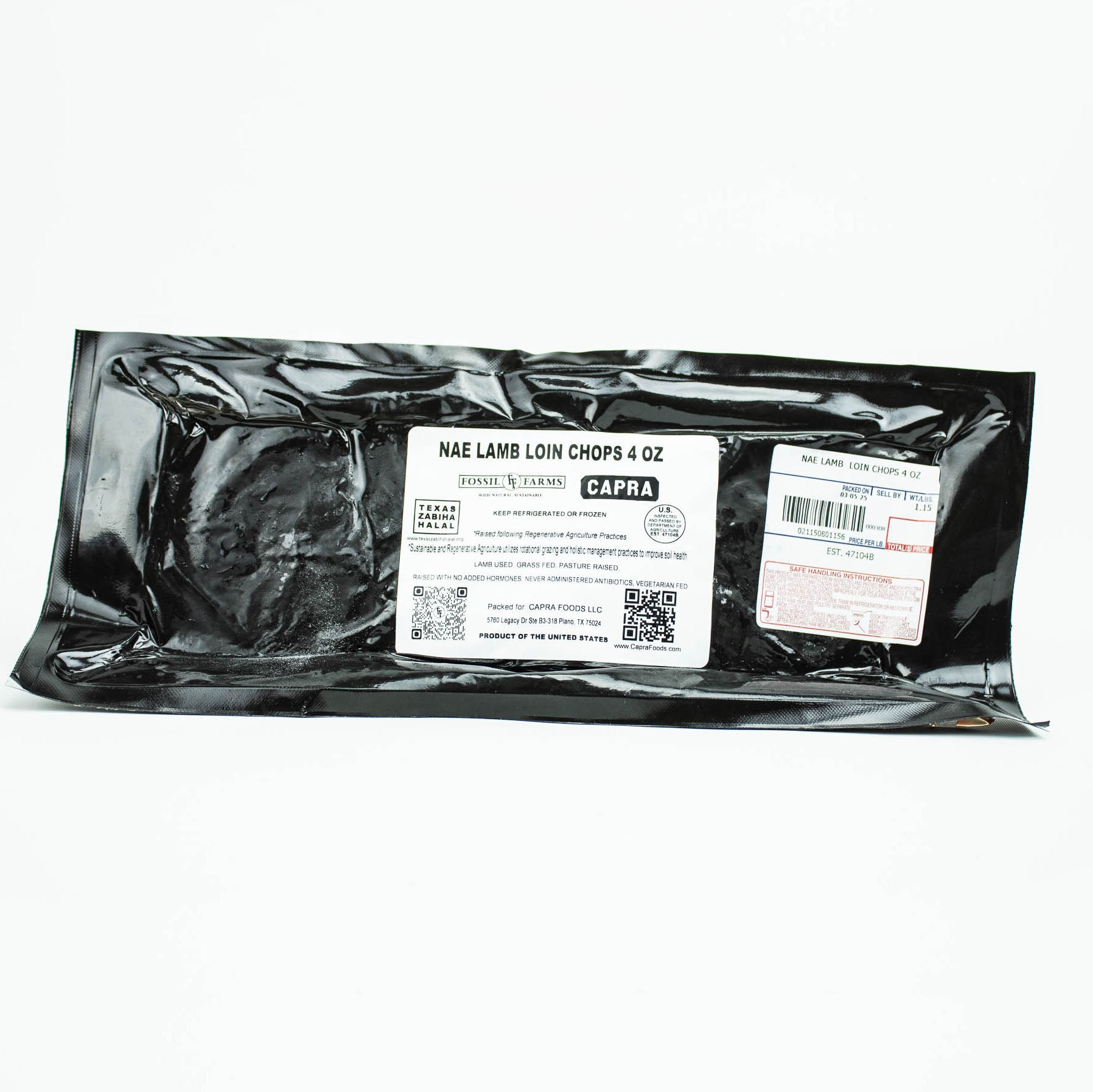 Grass-Fed Lamb Loin Chops - Premium Quality, 1 lb (Approx 4 Chops)