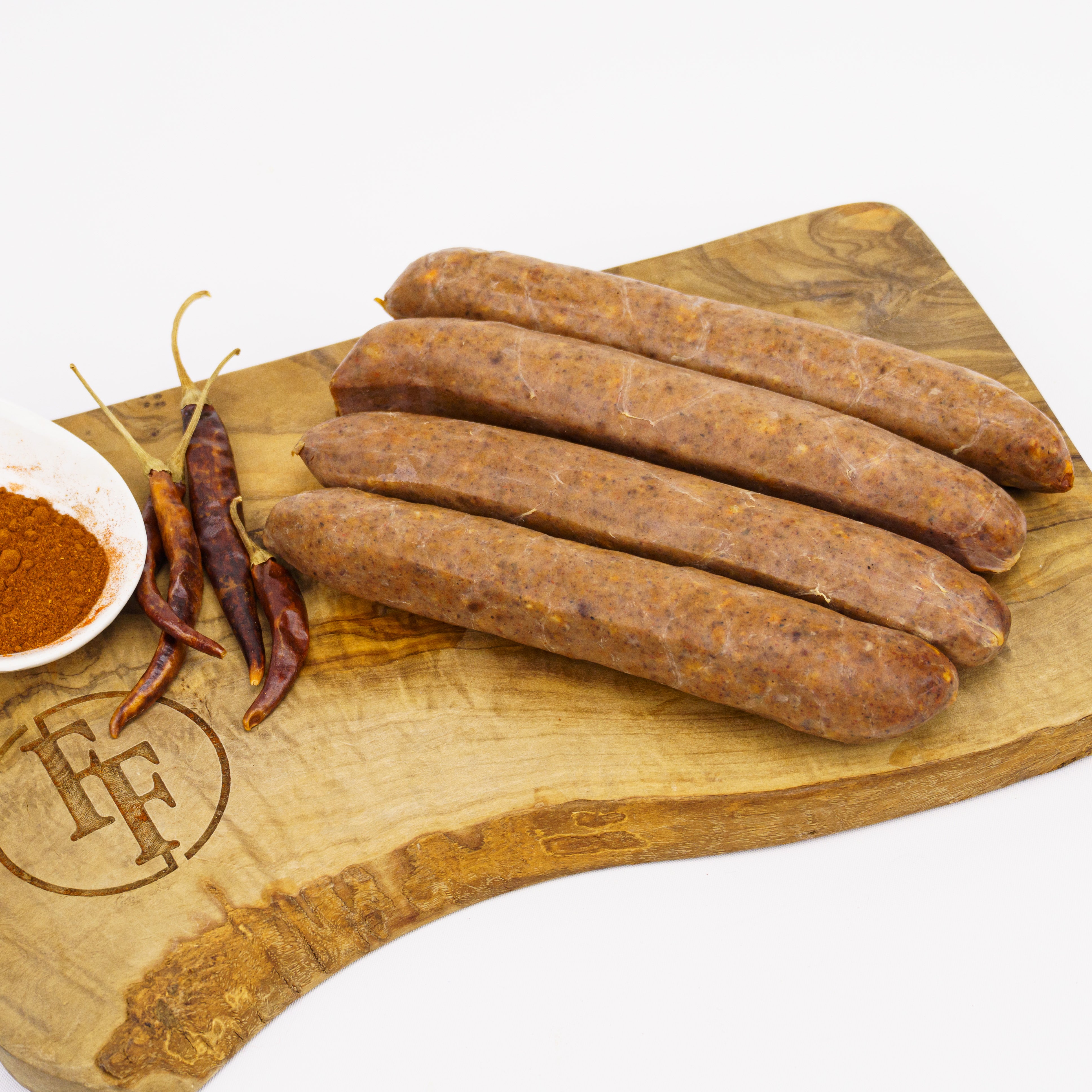 four chorizo sausages