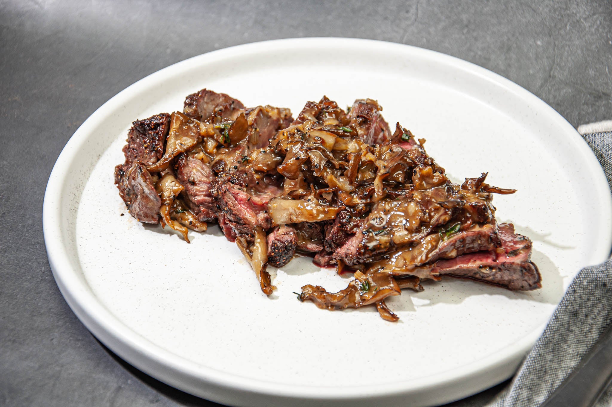 Bison Sirloin with Bourbon & Mushroom Sauce