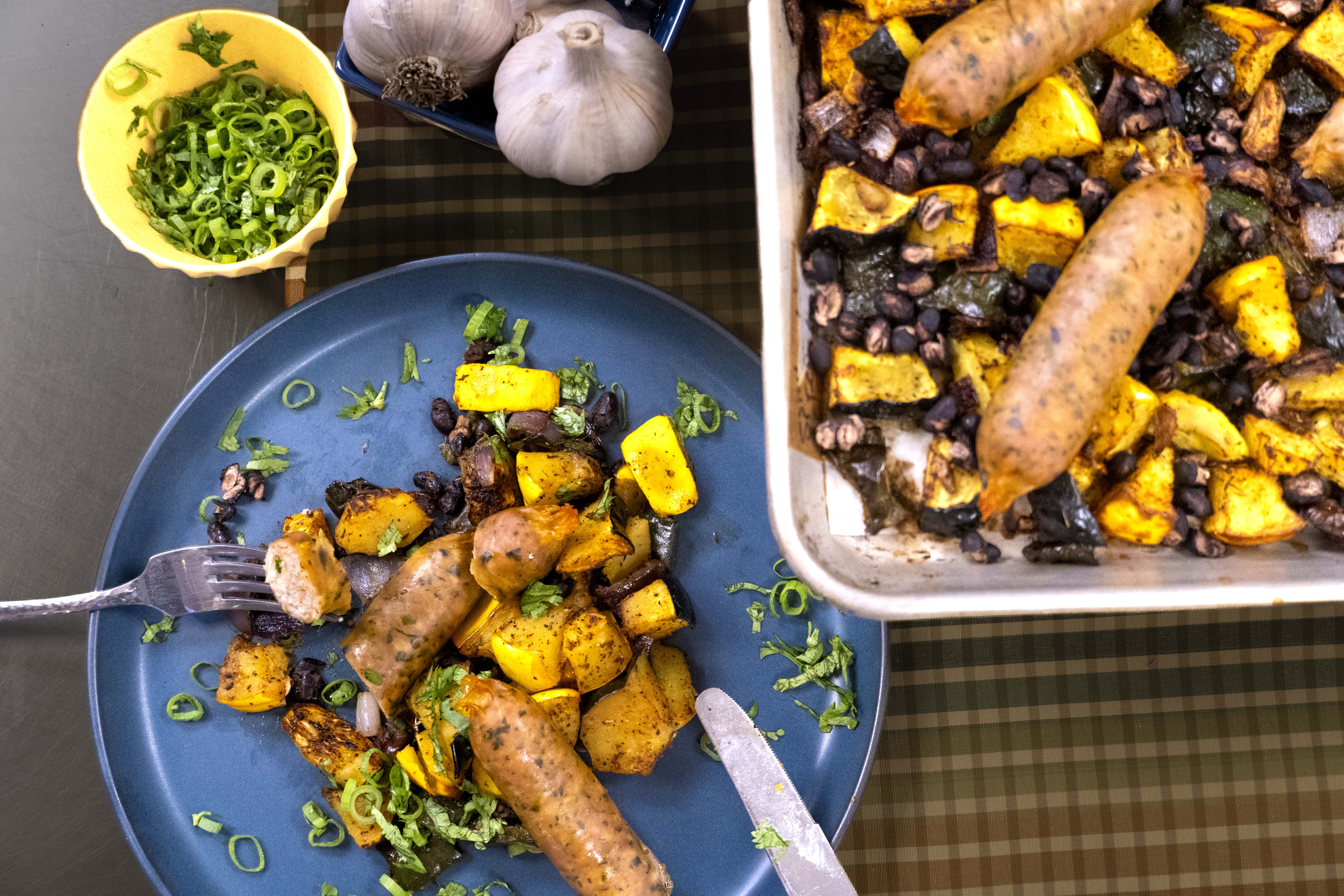 Fall-Inspired Chicken Chorizo Verde Sheet Pan Dinner