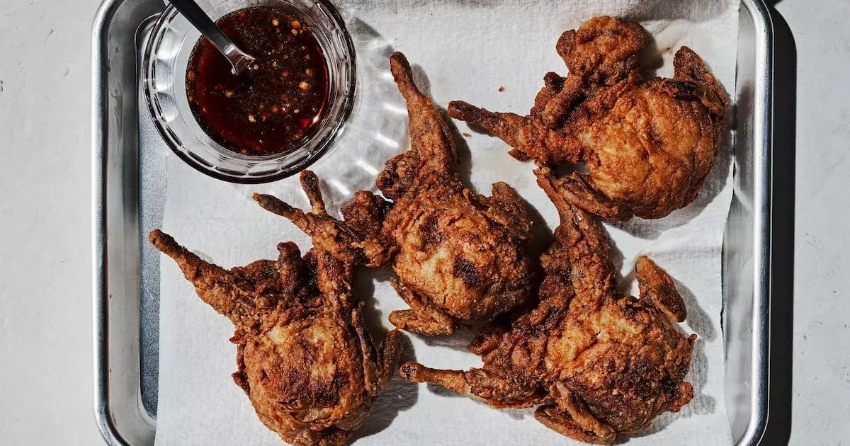 Crispy Fried Quail with Black Eye Peas & Red Eye Gravy