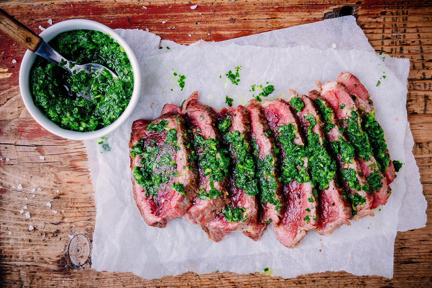 Falafel Spiced Kangaroo Loin with Chili-Herb Pesto