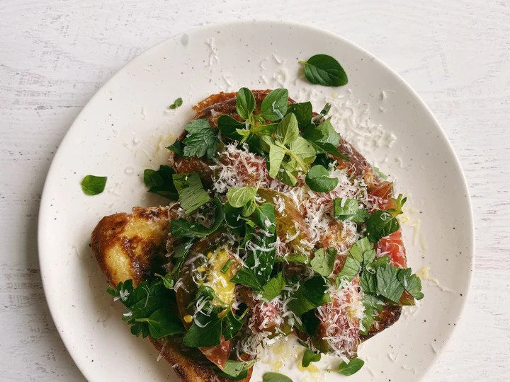 Foie Gras Toast with Jam and Herb Salad