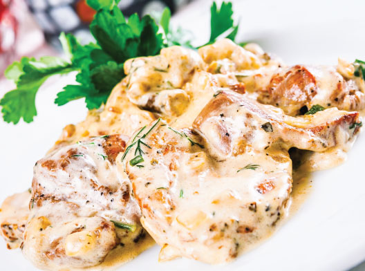 Rabbit in Green Peppercorn and Wine Sauce
