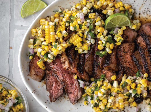 Chipotle Coffee Skirt Steak with Corn Salsa