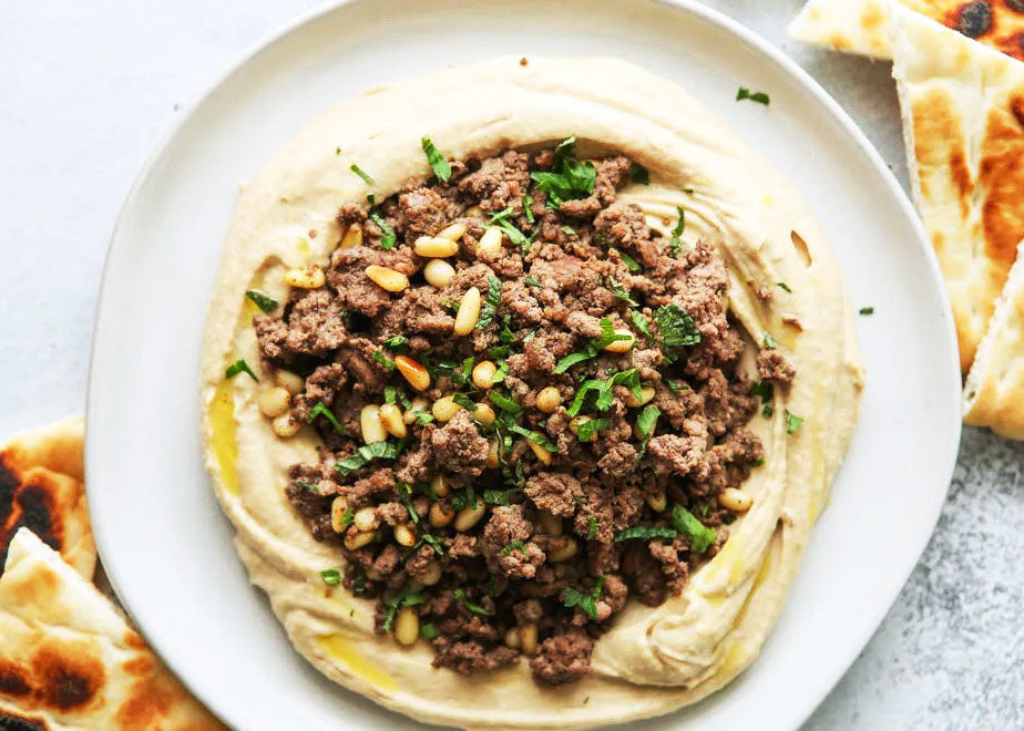 Grilled Pita with Lamb Merguez Sausage & Hummus