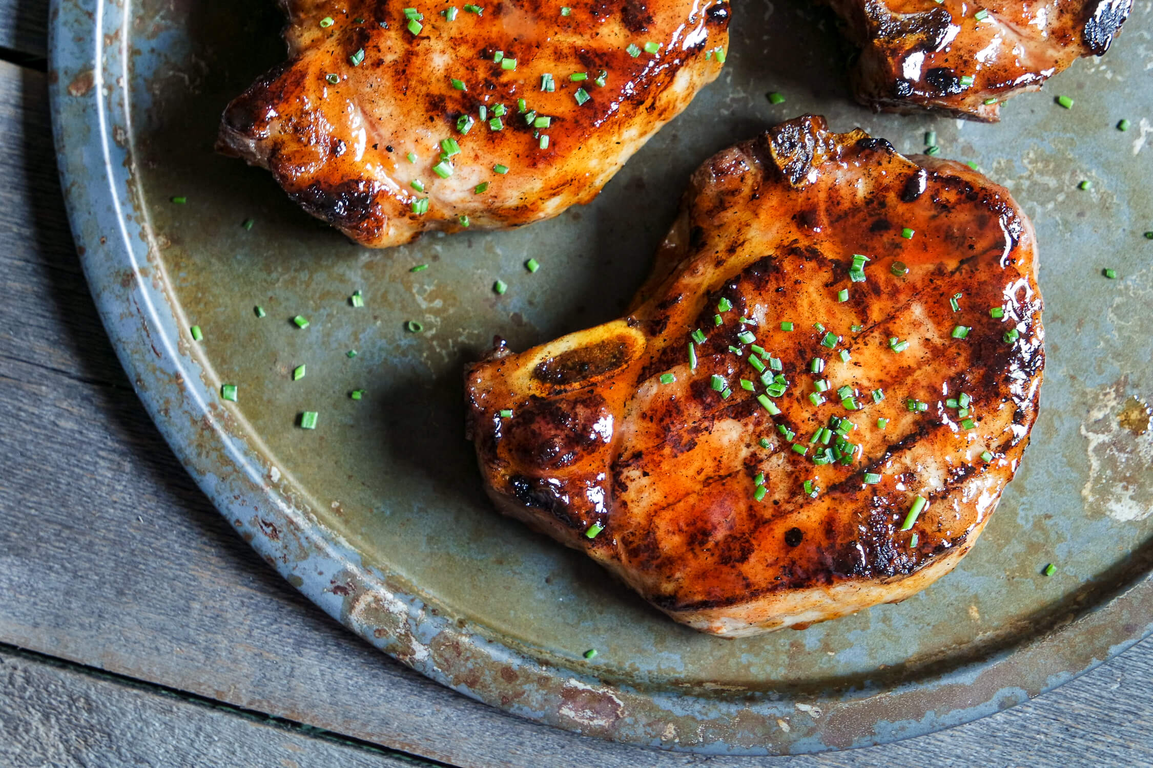 Grilled Pork Chops with Honey-Mustard Apricot Glaze