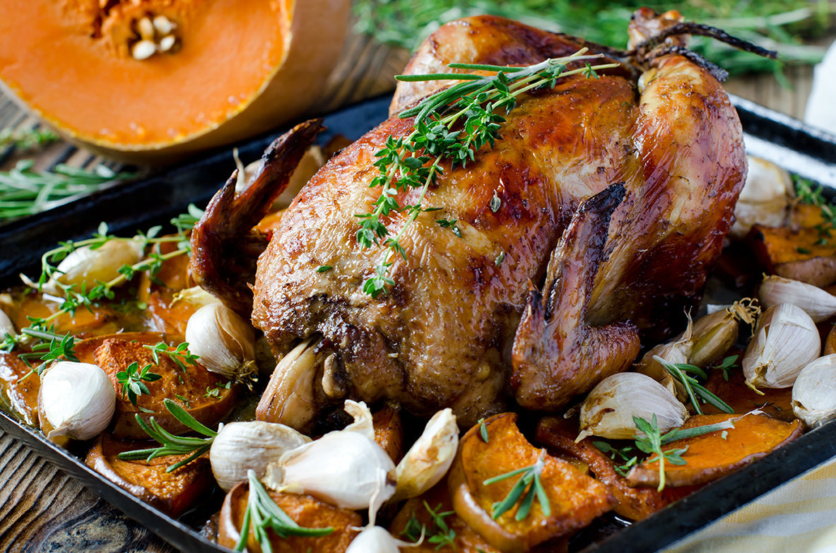 Herb-Roasted Chicken with Pumpkin