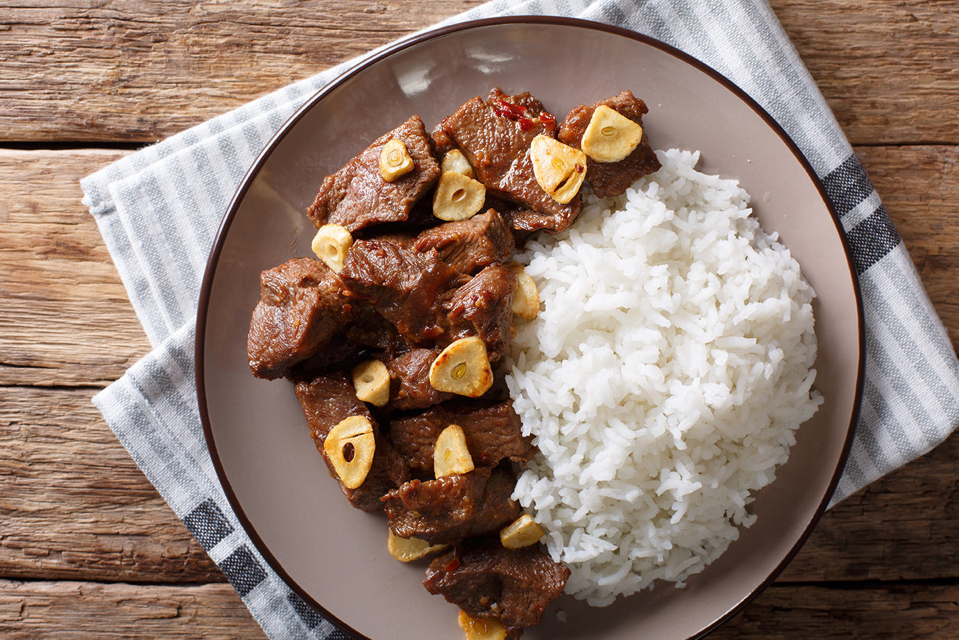 Spicy Salpicao Venison Stew Meat and Rice
