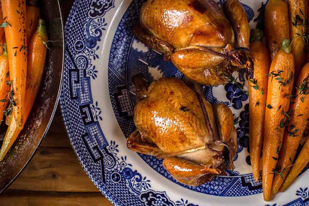 Stuffed Quail with Spices & Carrots