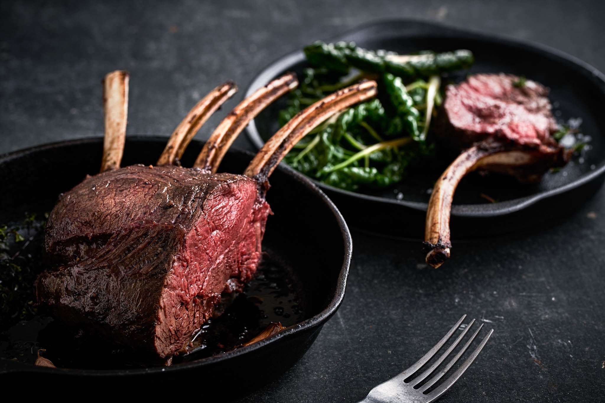 Roasted Elk Rib Rack with Demi-glace