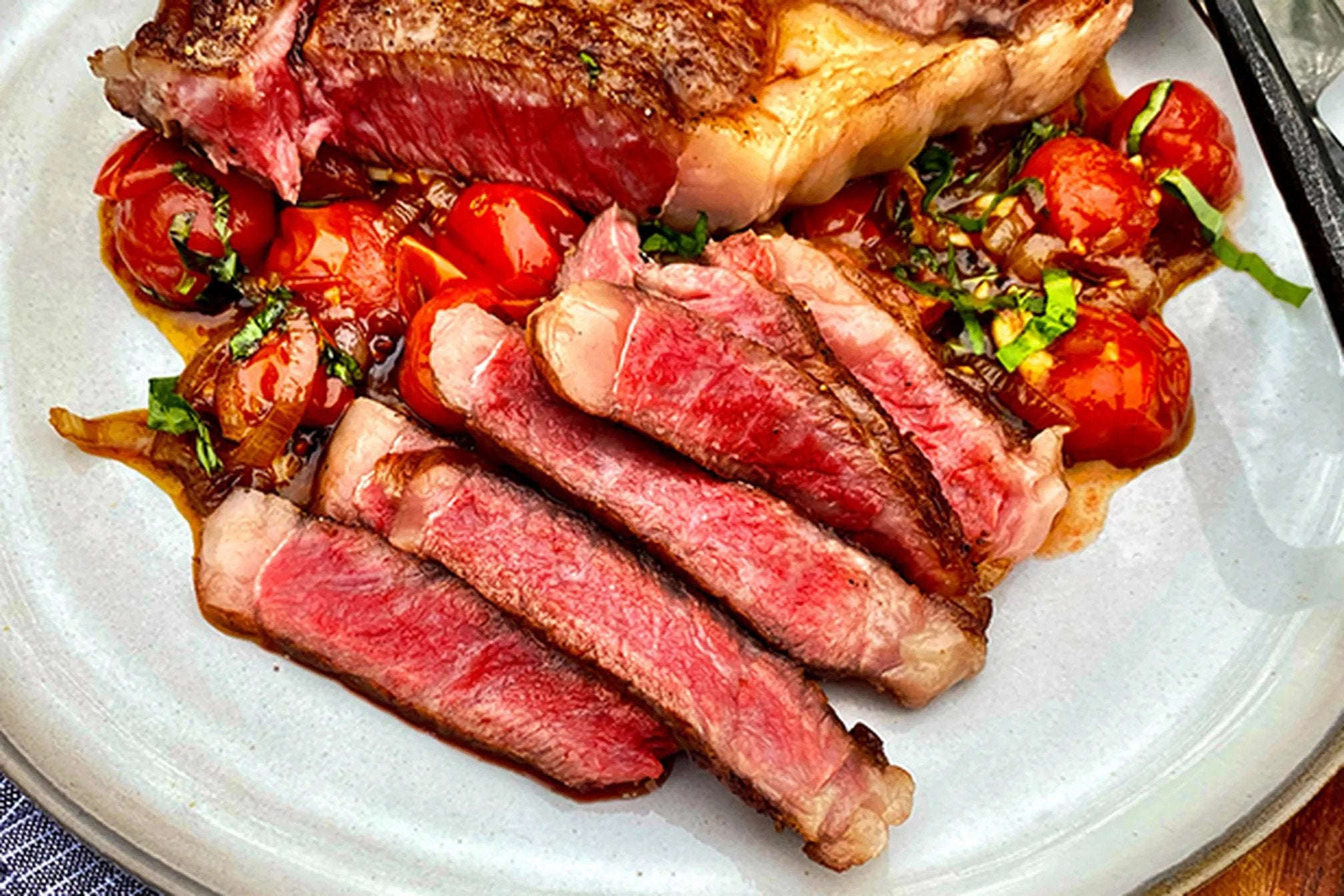 Japanese Wagyu Strip Steak with Tomato Dashi