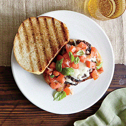 Elk Bruschetta Burgers with Parmesan Cheese Crisp