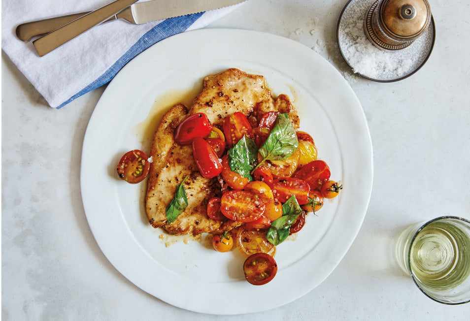 Sautéed Chicken Breast with Swiss Chard & Cherry Tomatoes
