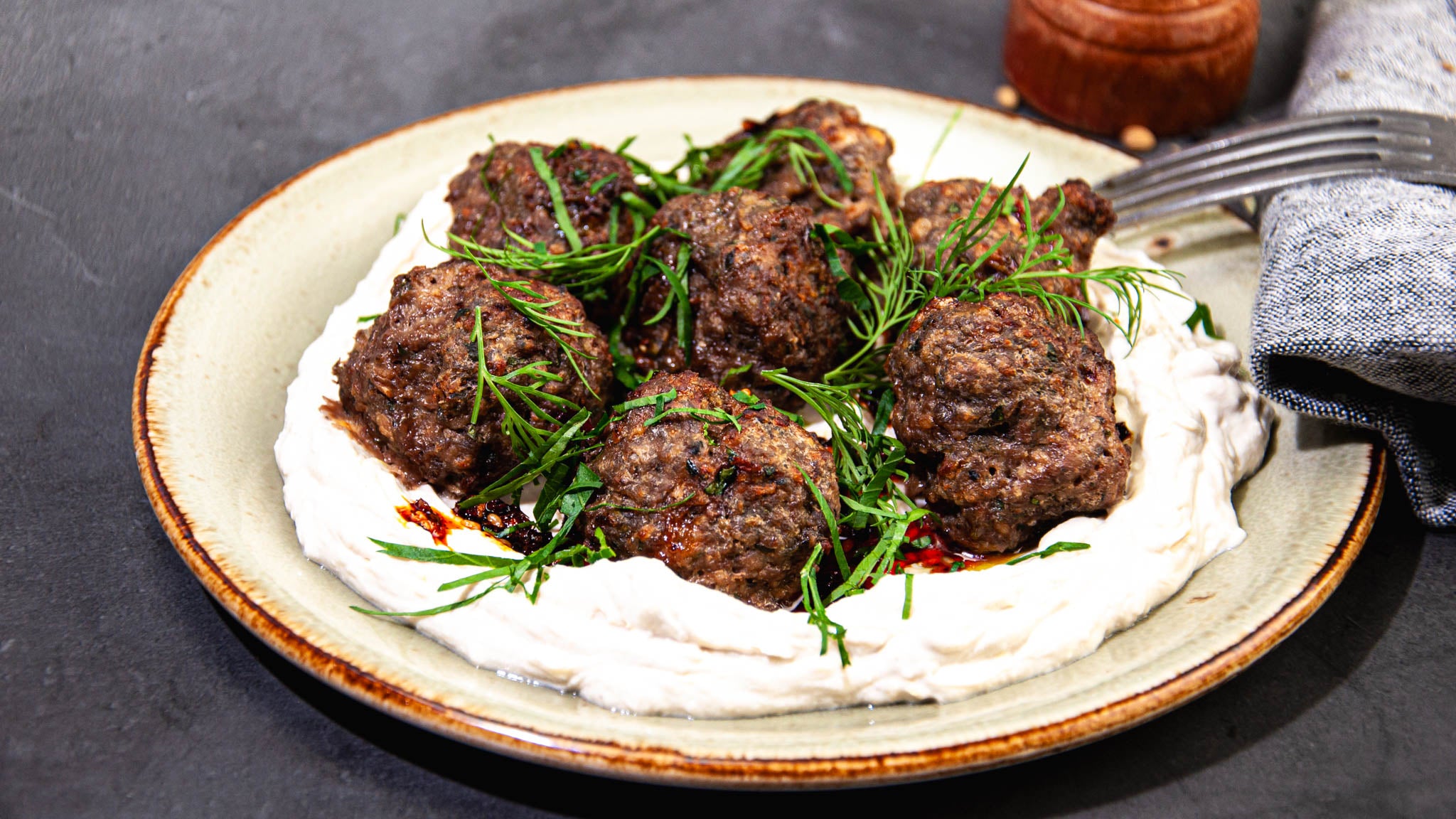 Camel Greek Meatballs Cooked Fossil Farms