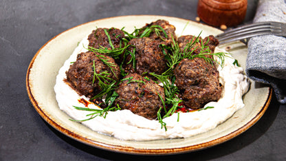 Camel Greek Meatballs Cooked Fossil Farms