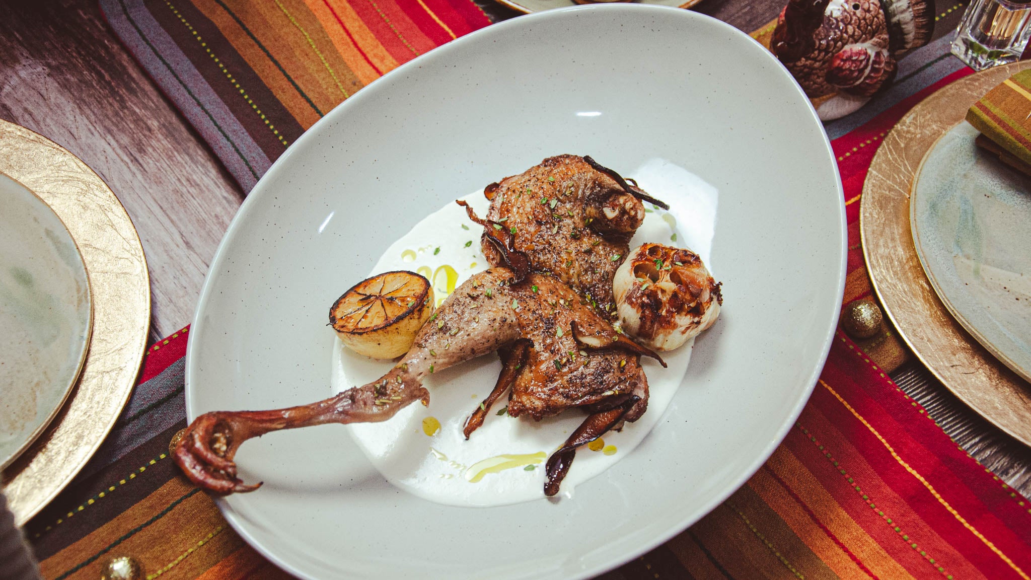Half Roasted Guinea Hen Cooked