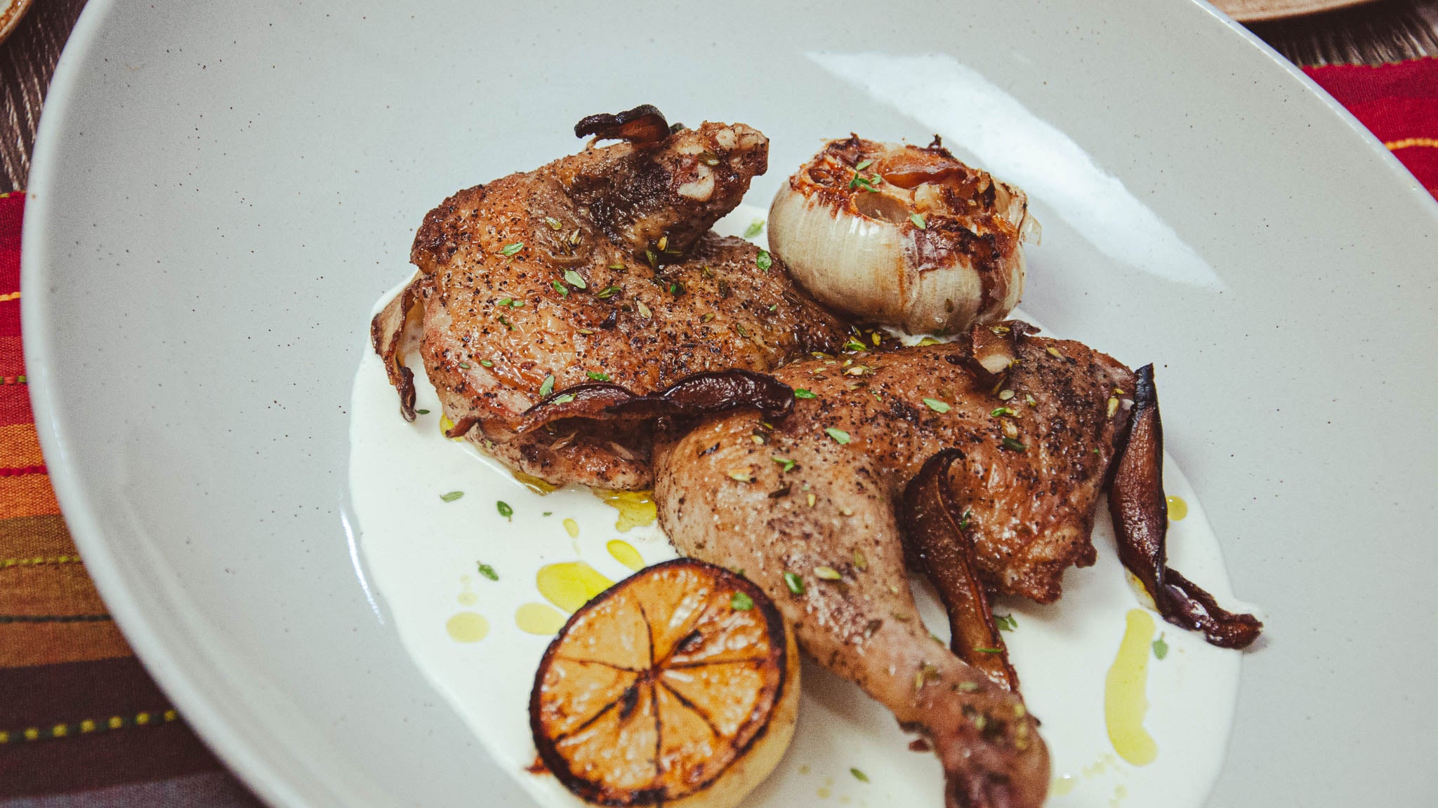 Half Roasted Guinea Hen Cooked 