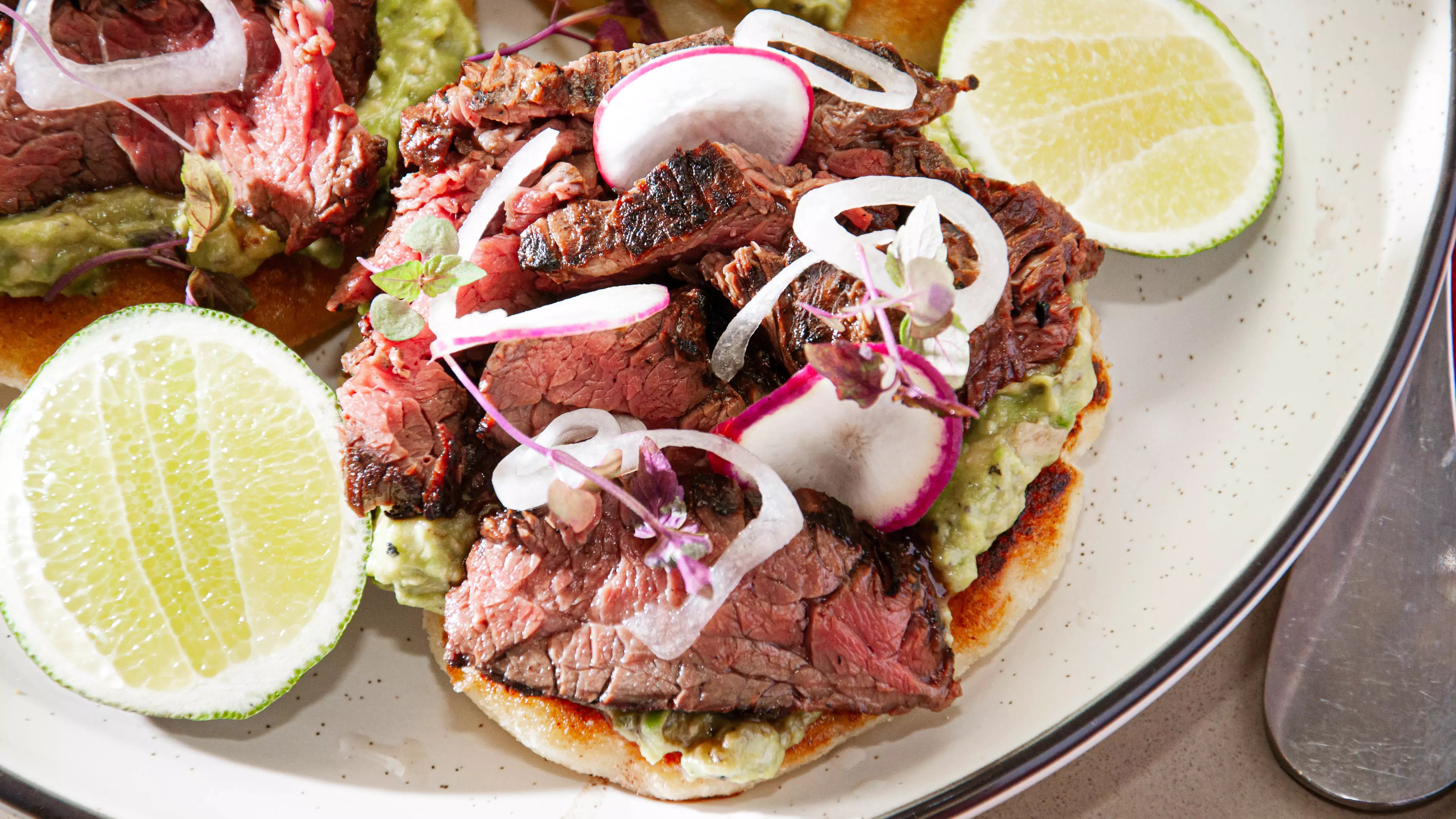 bison hanger steak cooked