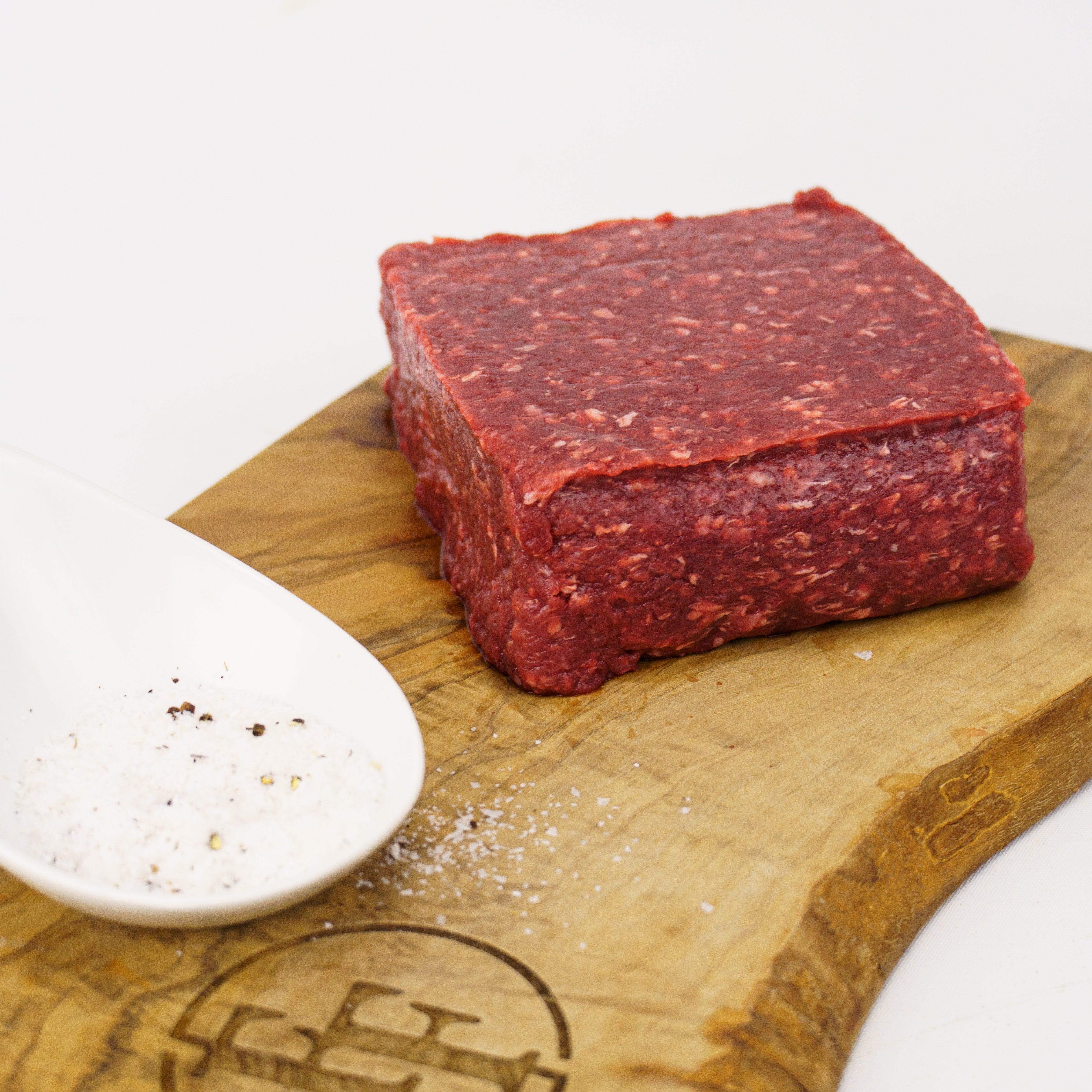 a block of ground venison meat 