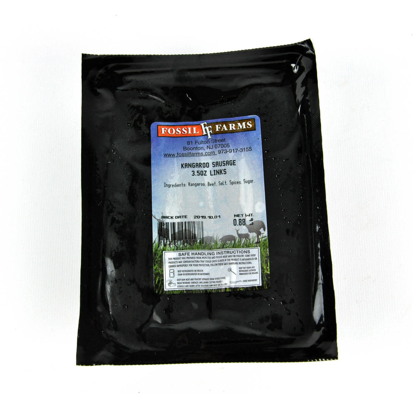 Black package with a label on a white background