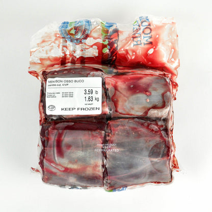 Packaged meat product with a label on a white background