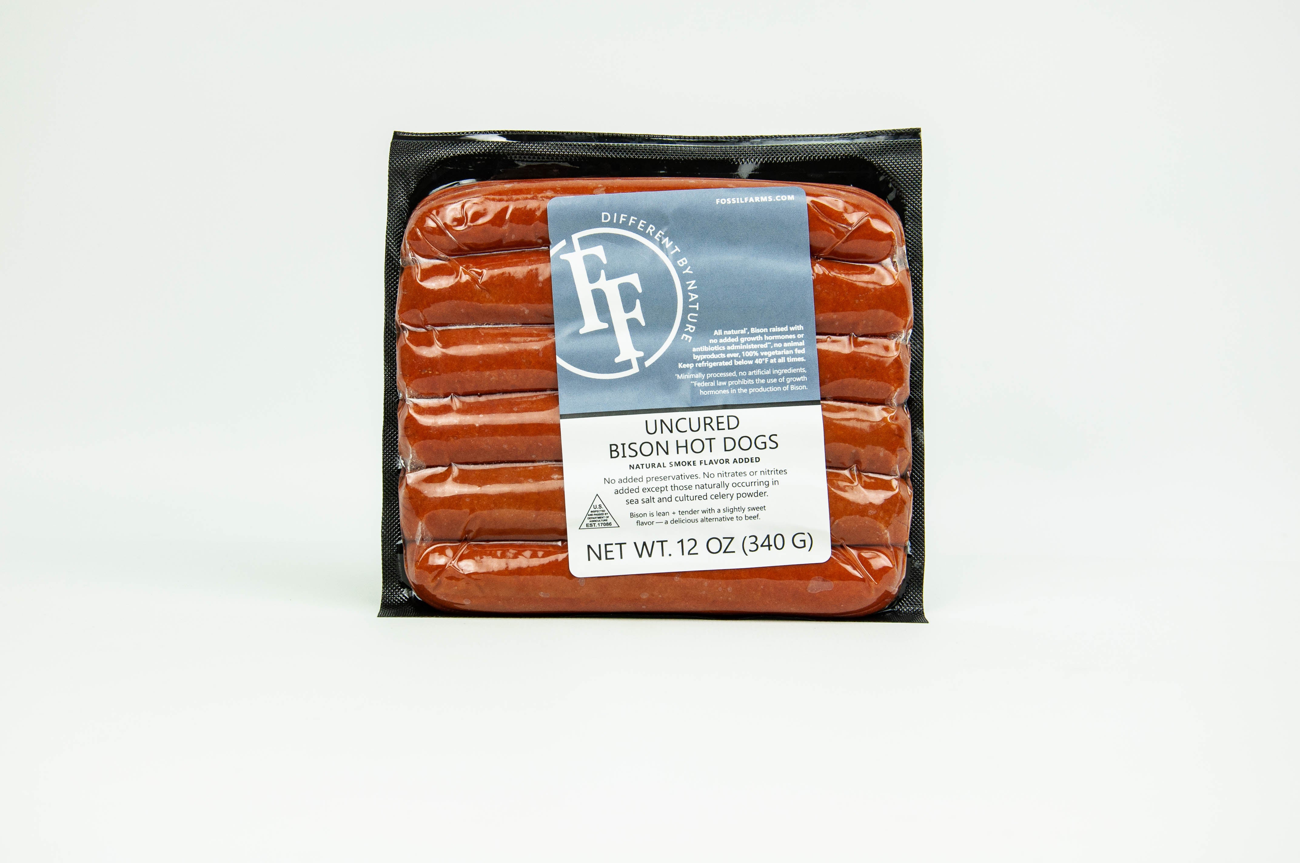Bison Skinless Hot Dogs Packaged