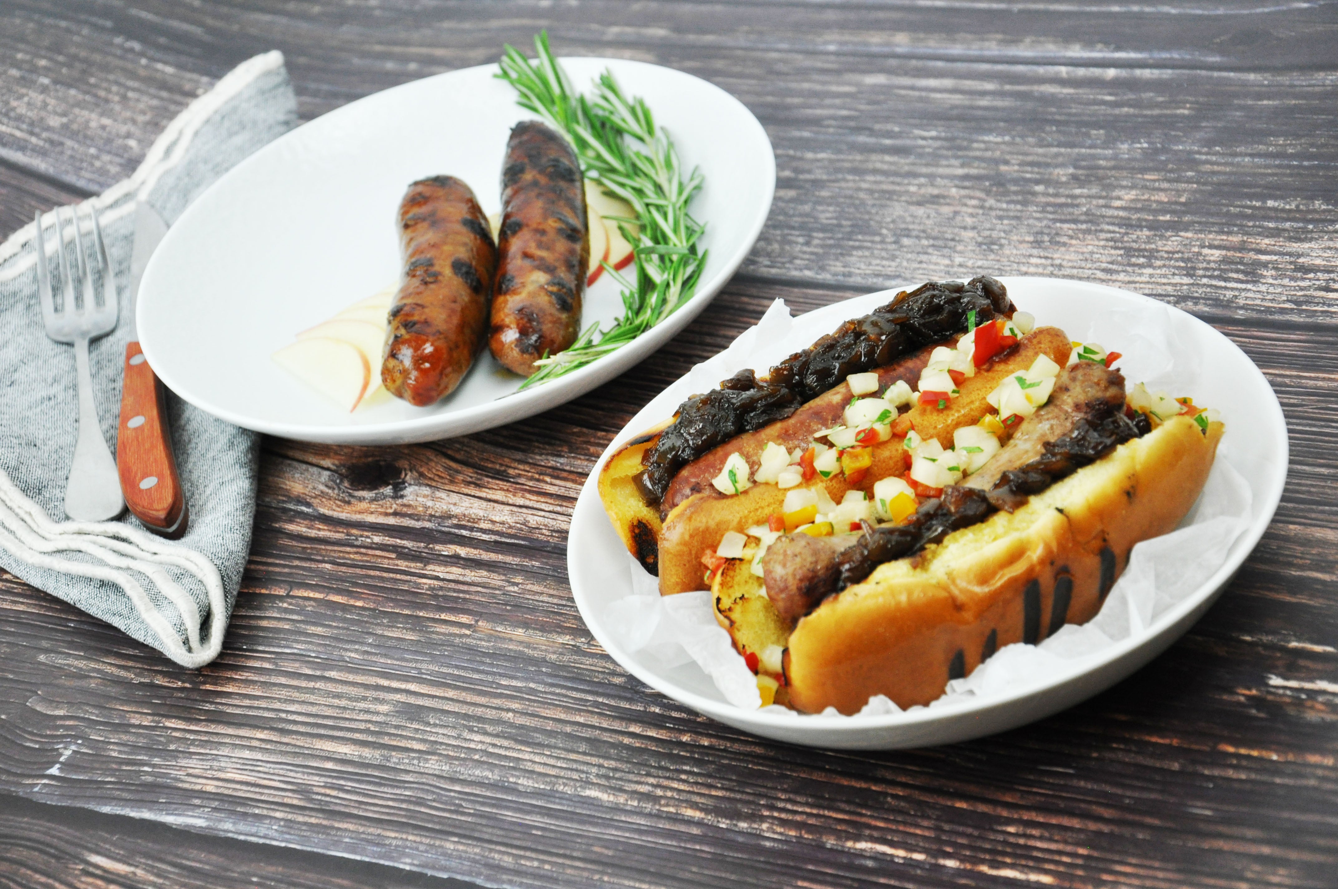 Elk Sausage with Apples & Pears Cooked