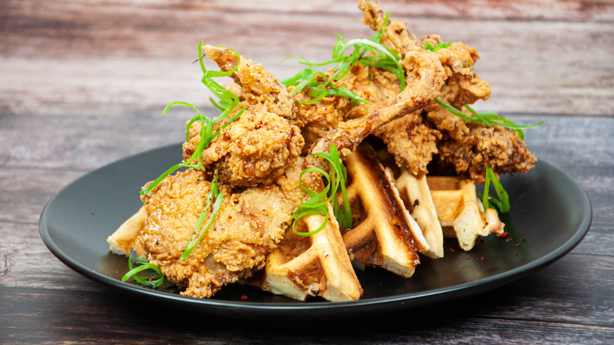 Fried Partridge and Waffles Cooked