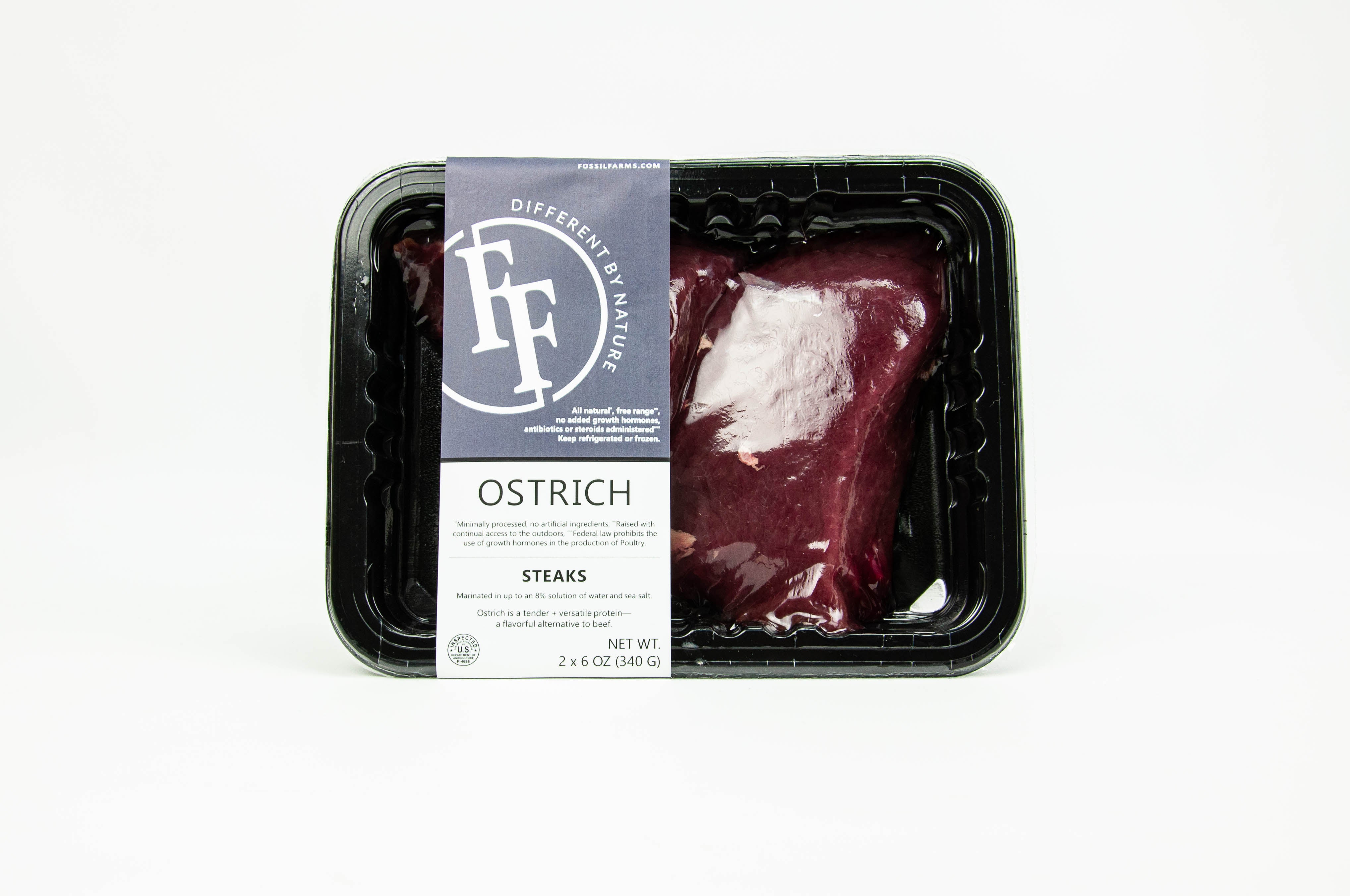 Ostrich Steaks Packaged Retail Fossil Farms 