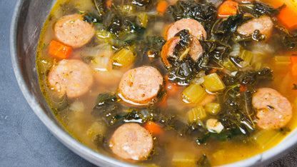 Pekin Duck Smoked Sausage Soup with Farro