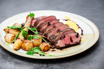 Roasted Venison NY Striploin with Carrots
