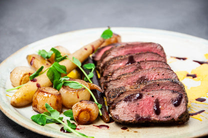 Roasted Venison NY Striploin with Carrots