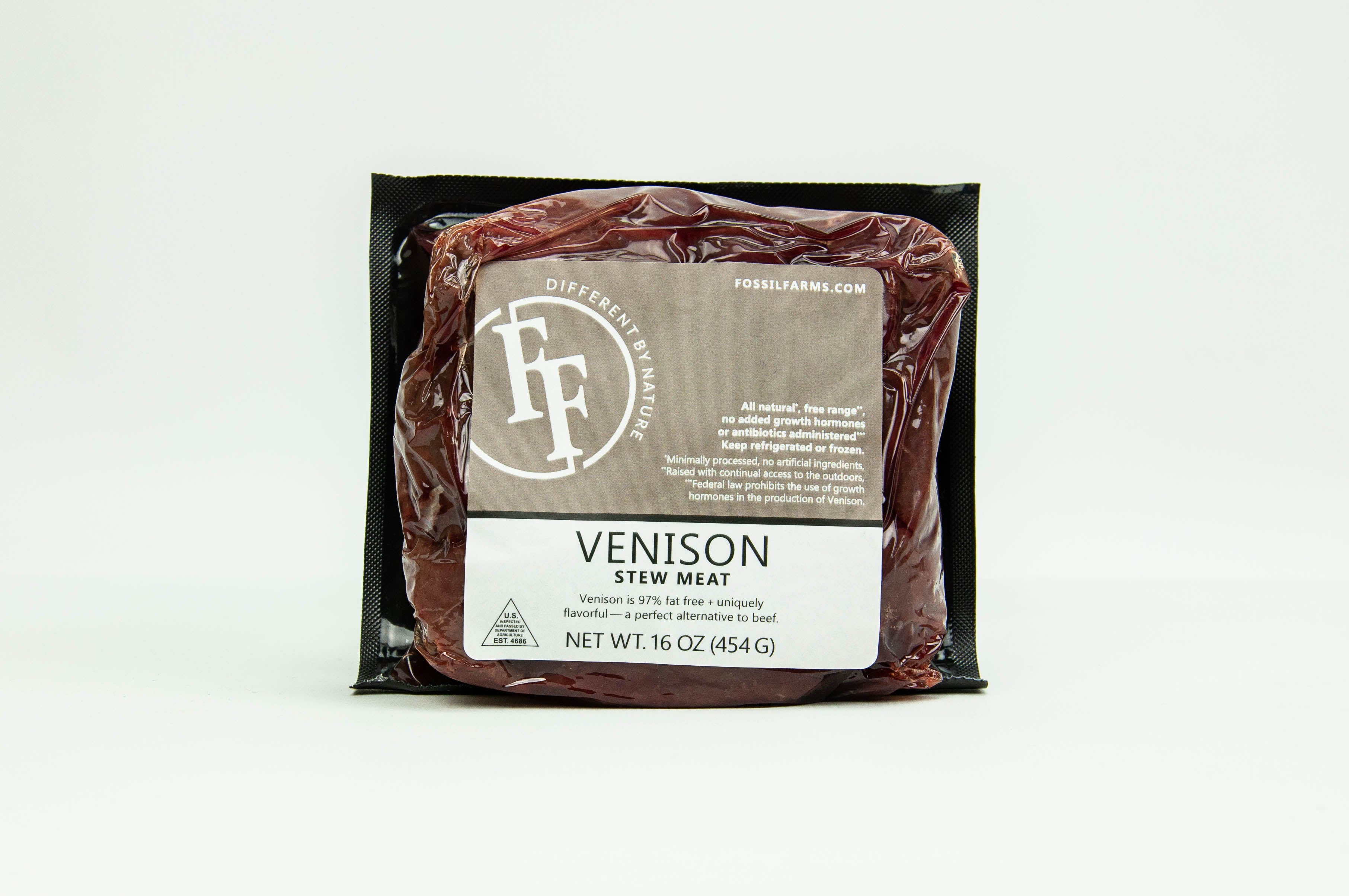 Venison Stew Meat Packaged Fossil Farms